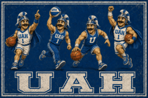 UAH Basketball Warriors Distressed Vintage-Style Wall Art