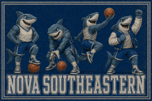 Nova Southeastern Sharks Basketball Distressed Wall Art