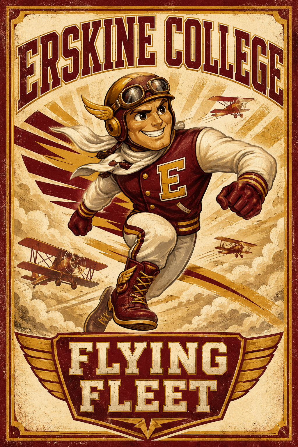 Erskine College Flying Fleet Vintage-Style Aviator Poster