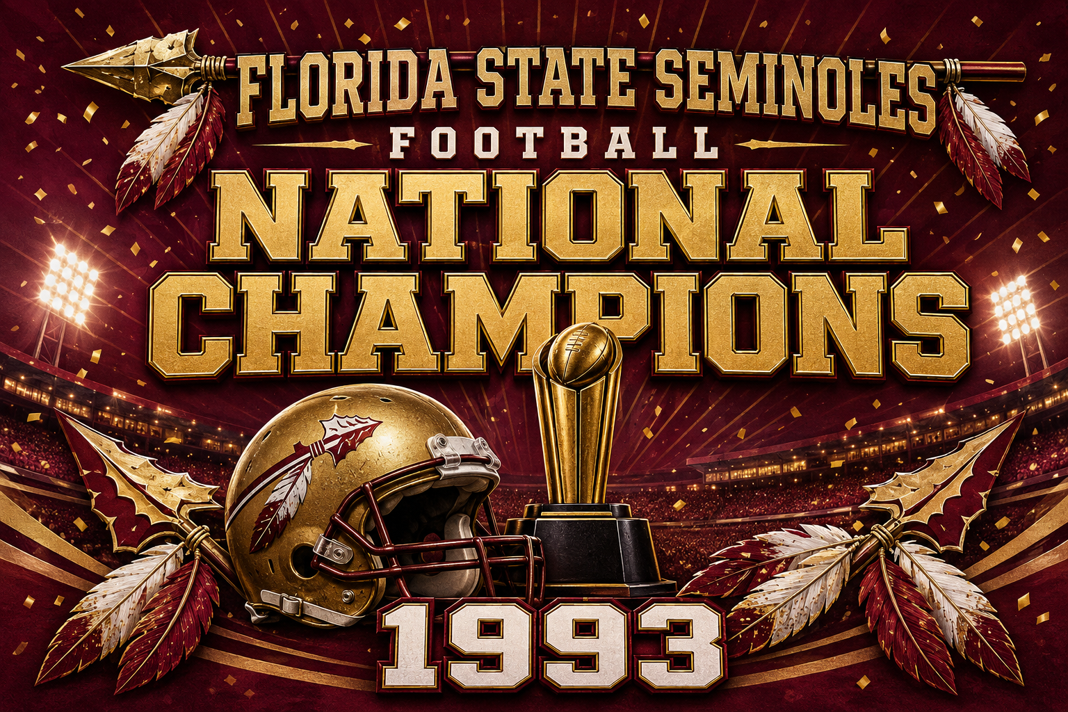 Florida State Seminoles 1993 National Champions Football Wall Art