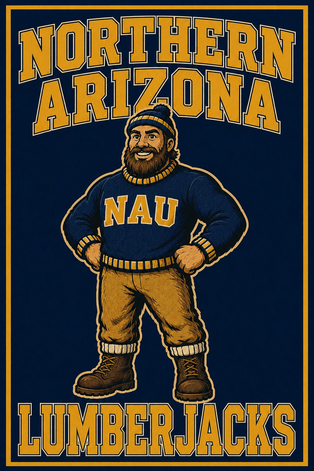 Northern Arizona Lumberjacks Retro Mascot Wall Art Print