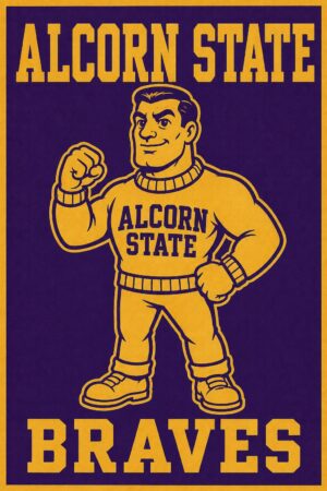 Alcorn State Braves Retro Mascot Wall Art