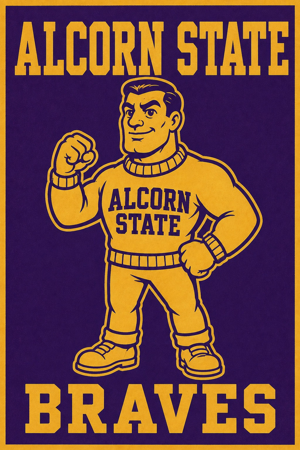 Alcorn State Braves Retro Mascot Wall Art