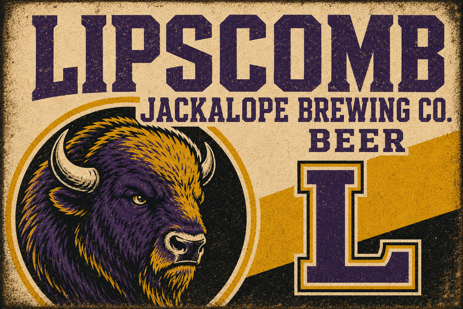 Lipscomb Jackalope Brewing Co. Bison Beer Sign Design
