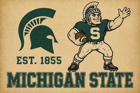 Michigan State Spartan Football Vintage-Style Wall Art