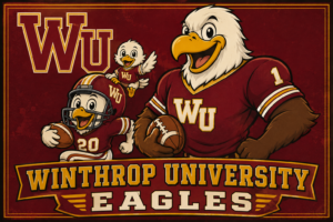 Winthrop University Eagles Football Cartoon Wall Art