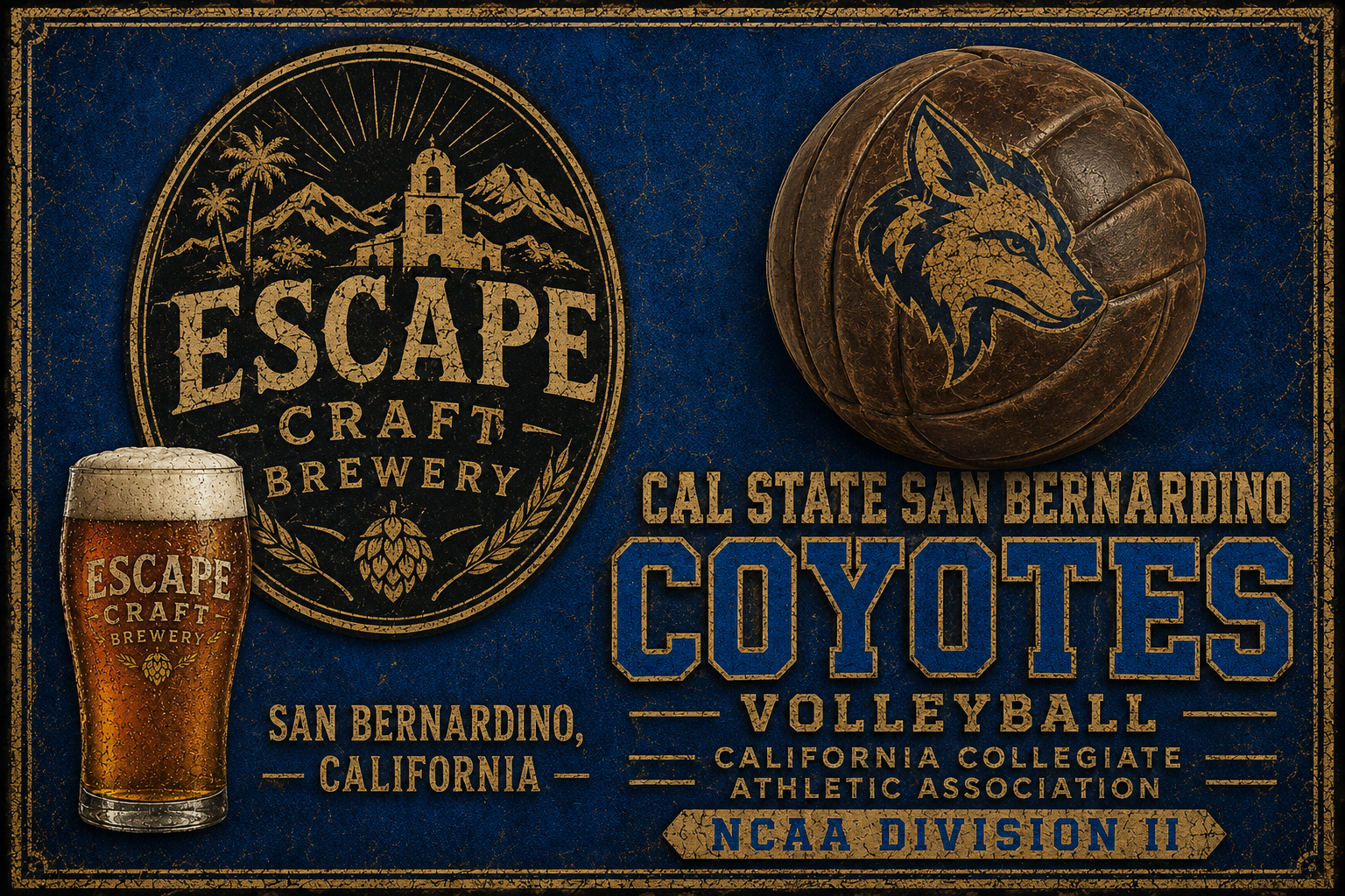 Cal State San Bernardino Coyotes Vintage Style Wall Art