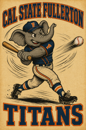Cal State Fullerton Titans Baseball Elephant Graphic Wall Art