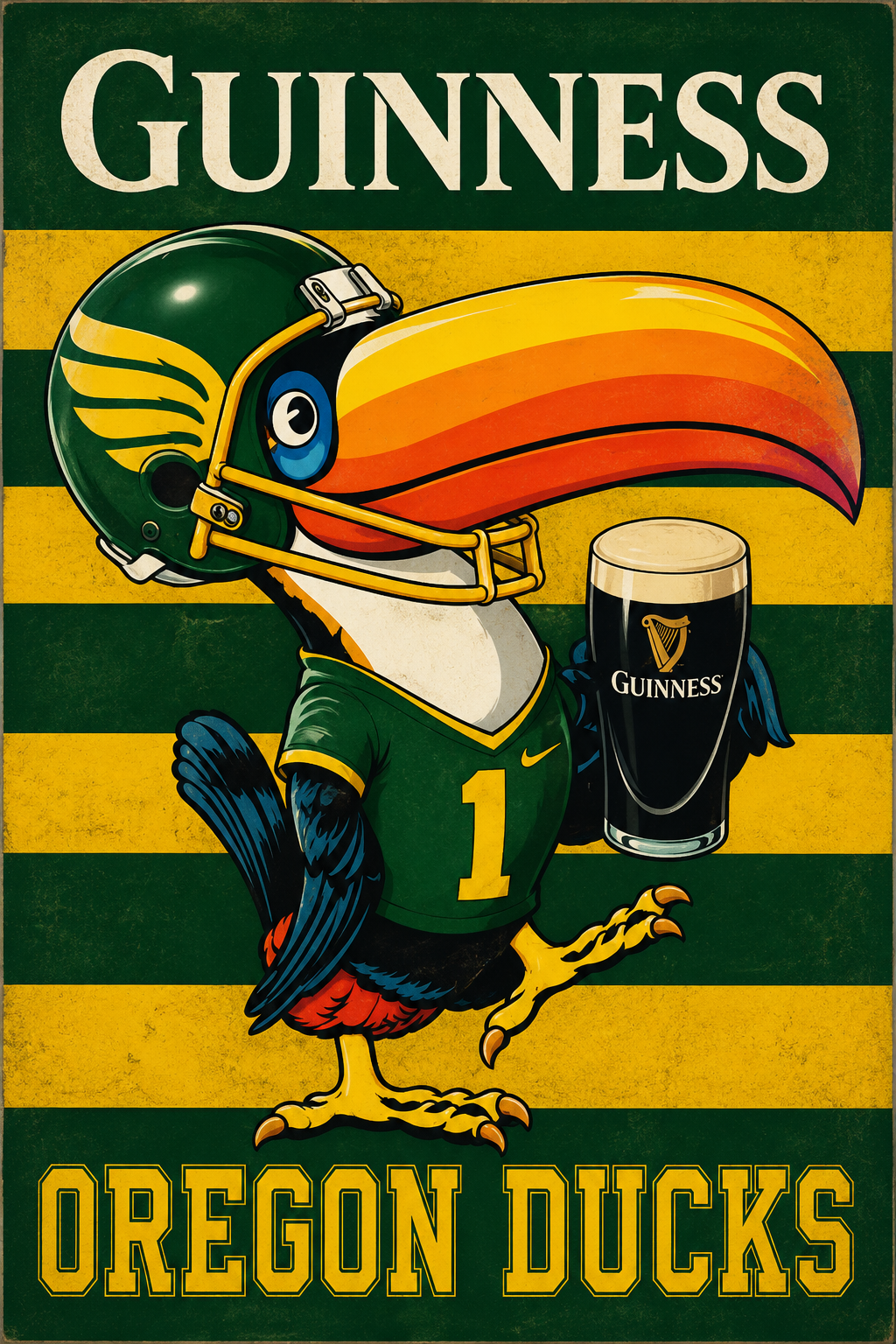 Guinness Oregon Ducks Football Bird Wall Art