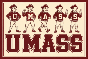 Vintage-Style UMASS Cartoon Character Wall Art