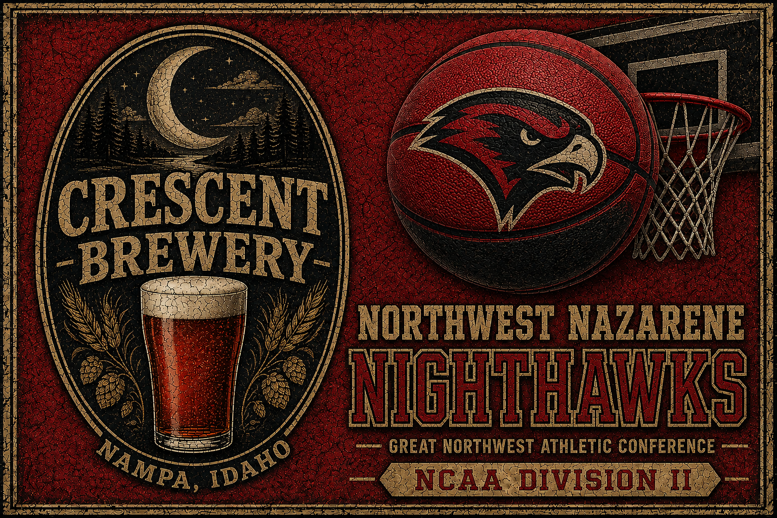 Crescent Brewery Northwest Nazarene Nighthawks Vintage-Style Wall Art