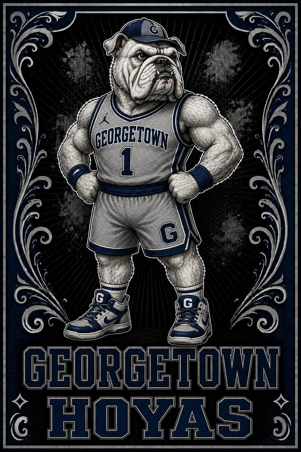 Georgetown Bulldogs Basketball Graphic Wall Art