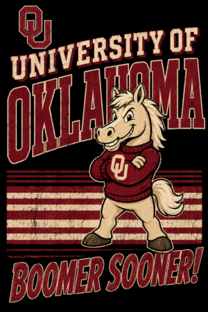 University of Oklahoma Boomer Sooner Vintage-Style Poster