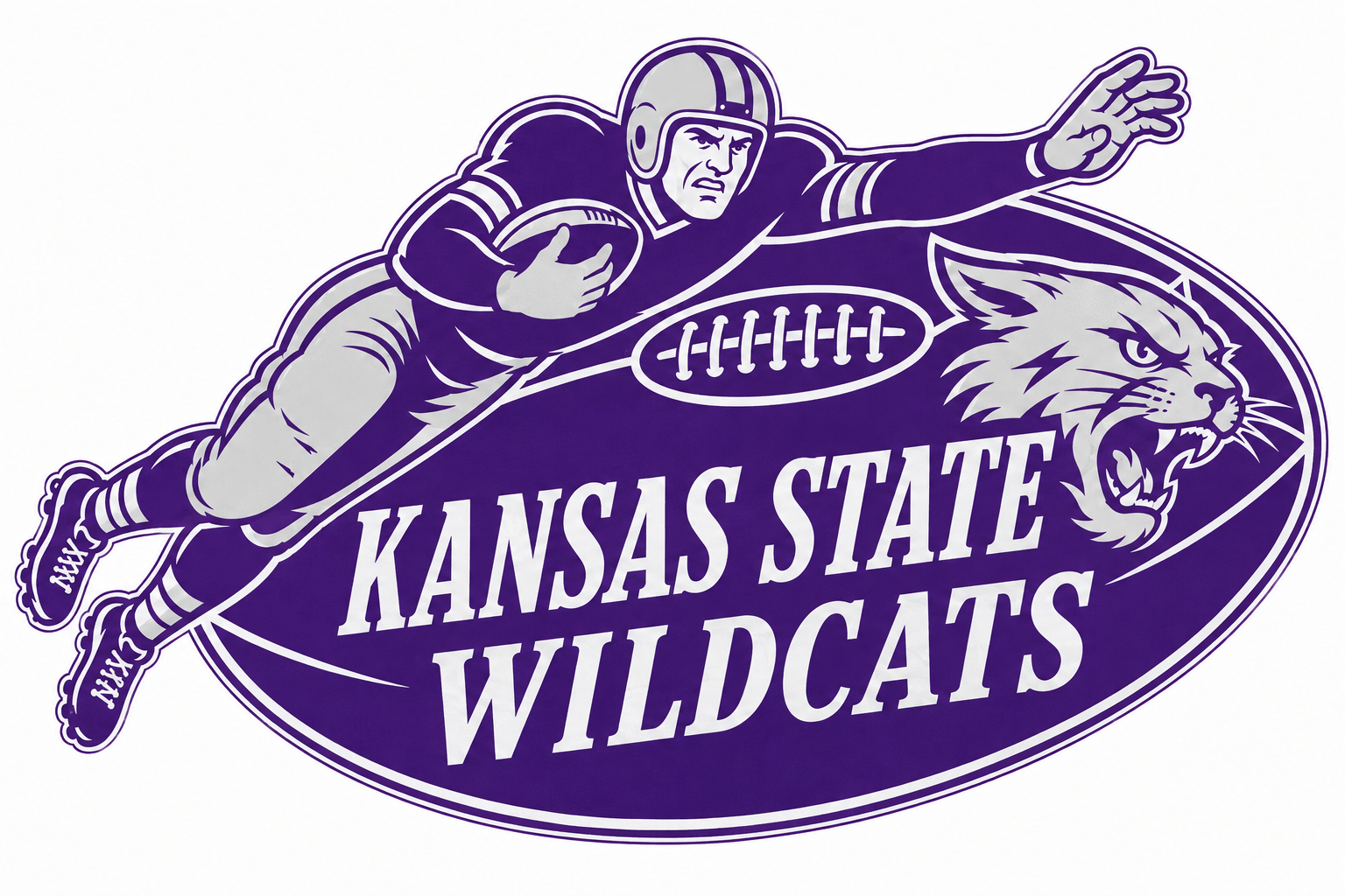Kansas State Wildcats Football Player and Wildcat Graphic