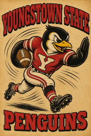 Youngstown State Penguins Vintage-Style Football Wall Art