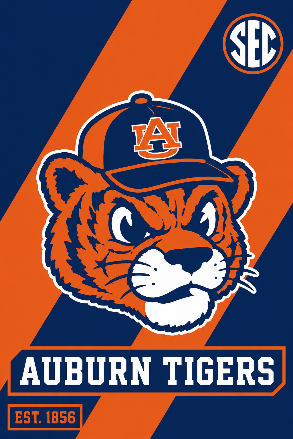 Auburn Tigers Orange and Navy Tiger Graphic Wall Art
