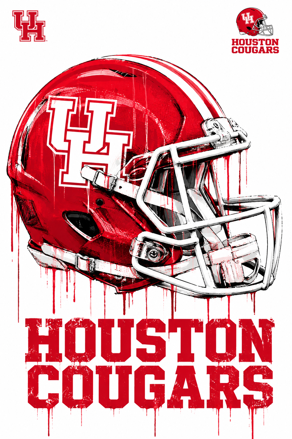 Houston Cougars Red Football Helmet Graphic Wall Art