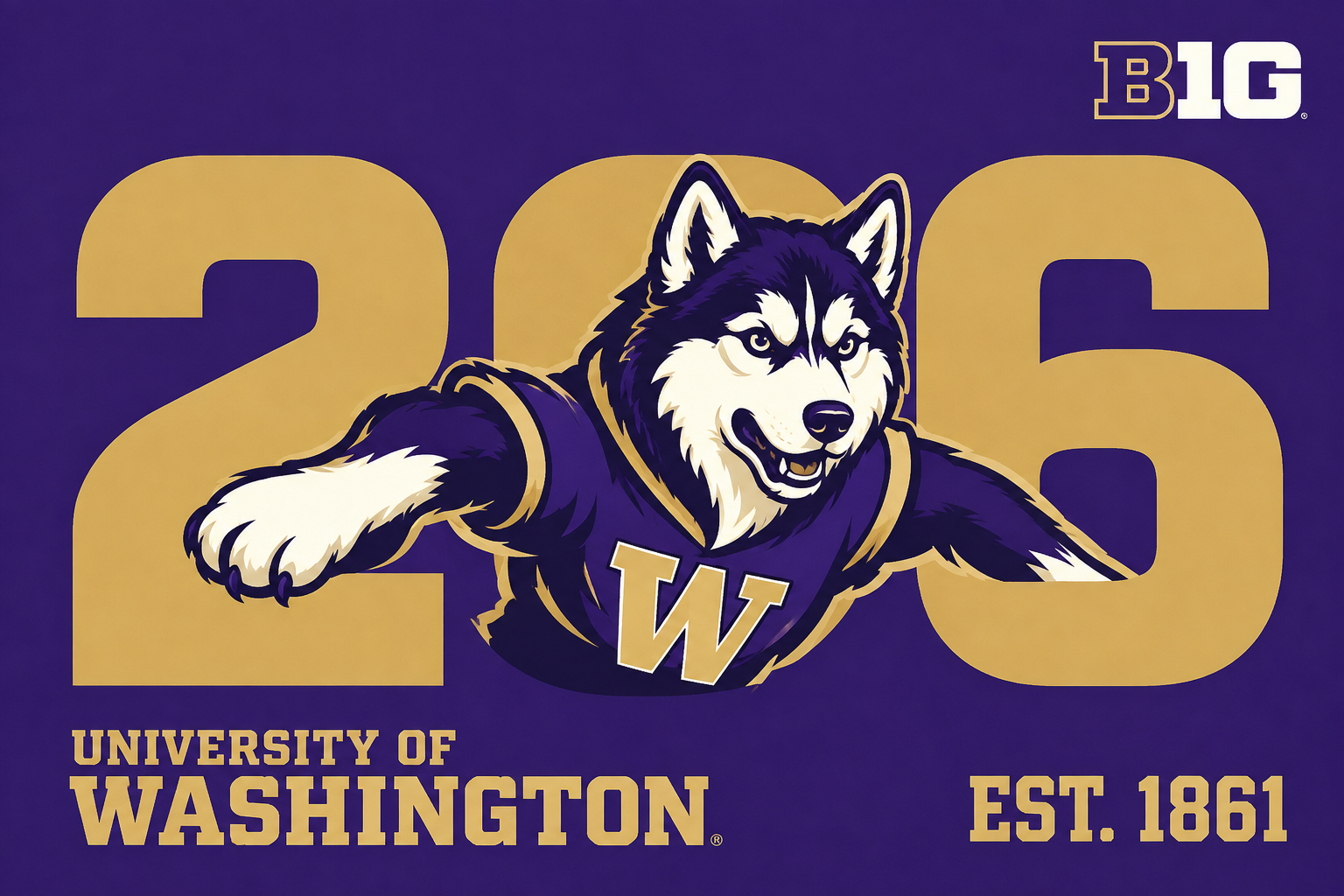 University of Washington Huskies BIG Logo Graphic