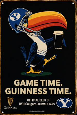 BYU Cougars Guinness Game Time Vintage-Style Metal Sign