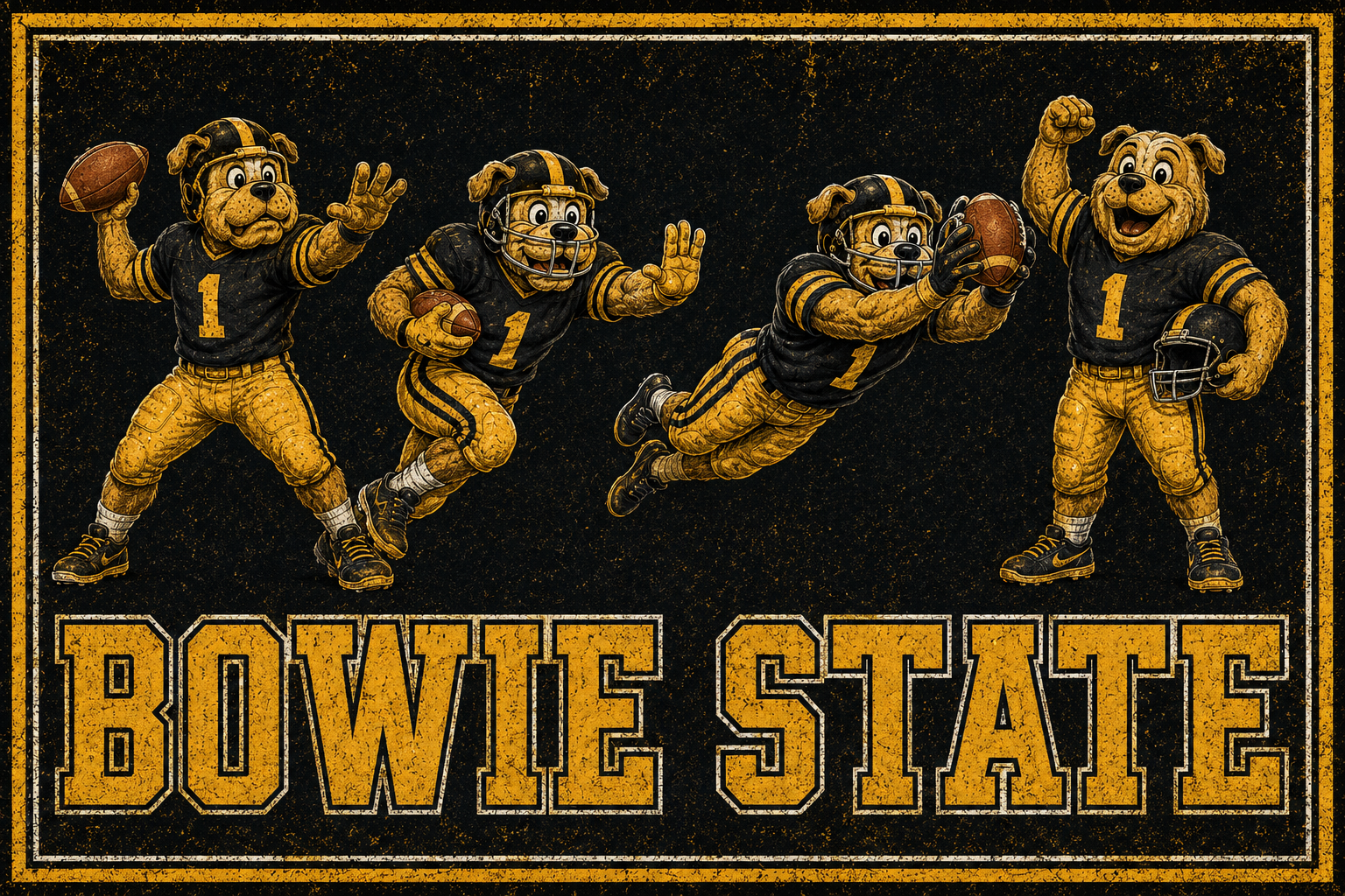Bowie State Bulldogs Football Vintage-Style Wall Art