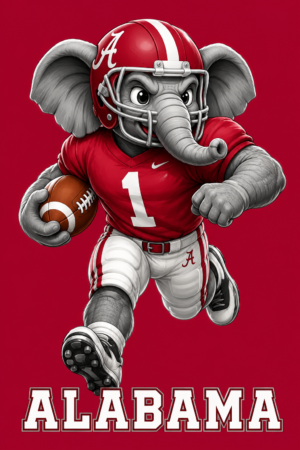 Alabama Crimson Elephant Football Player Wall Art