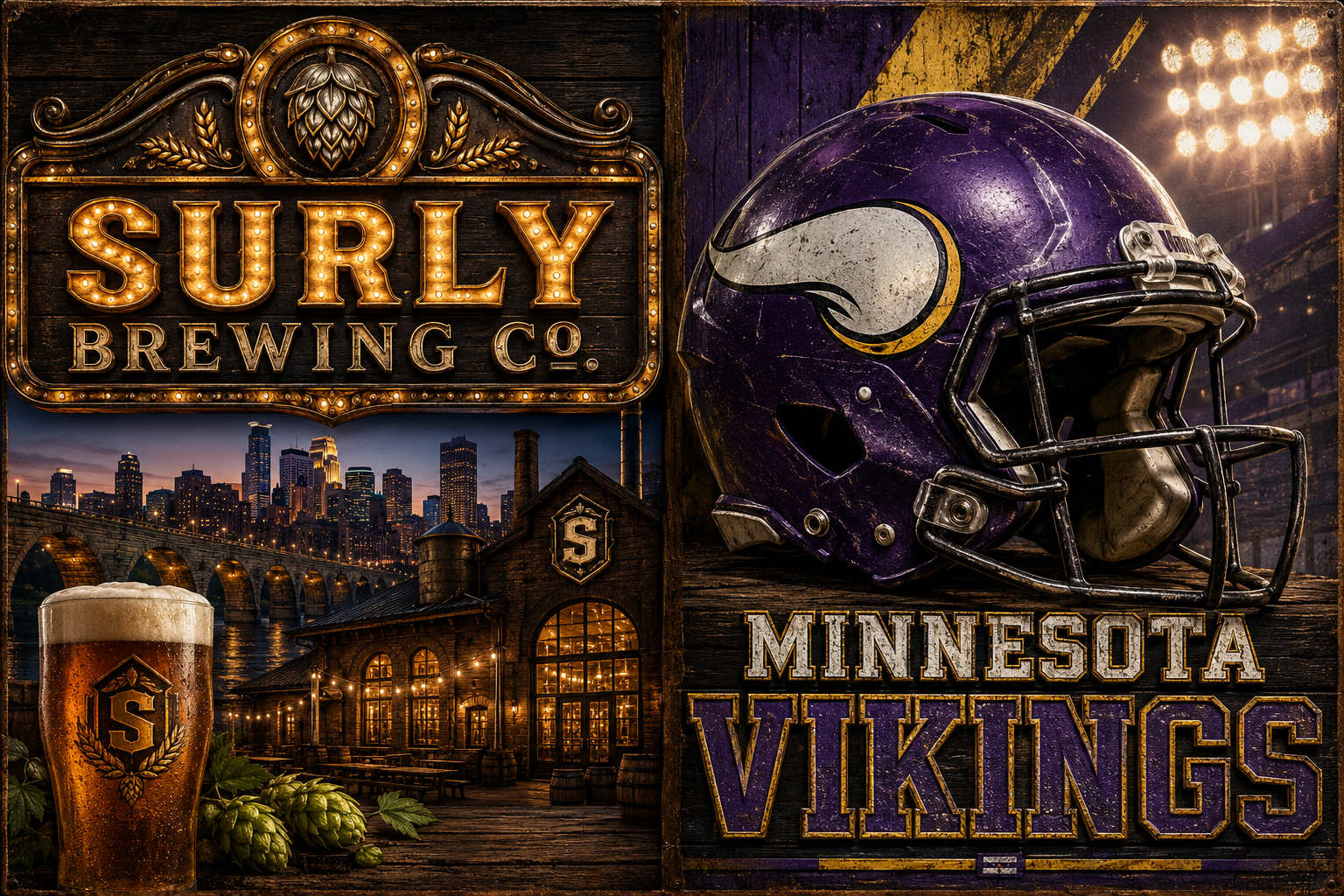 Surly Brewing Co. Minnesota Vikings Brewery Wall Art