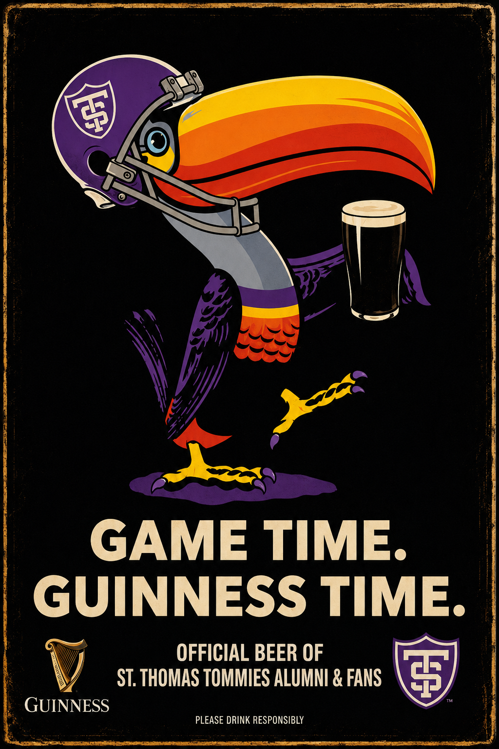 Guinness Game Time St. Thomas Tommies Football Sign