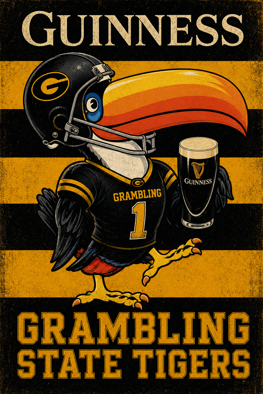 Guinness Grambing State Tigers Football Graphic Wall Art