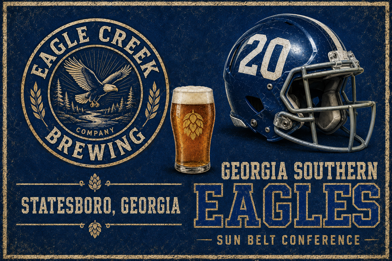 Vintage Georgia Southern Eagles Football & Brewing Wall Art
