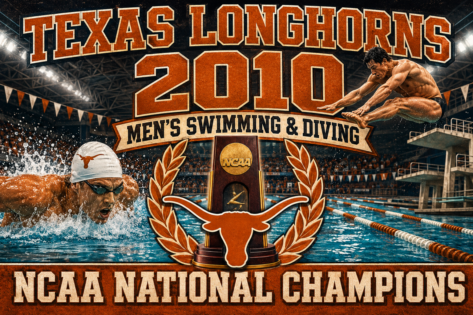 Texas Longhorns 2010 Men’s Swimming & Diving Wall Art