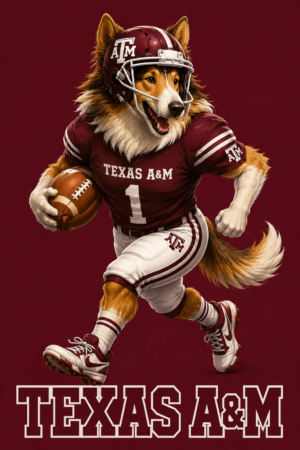Texas A&M-Themed Football Dog Art Print
