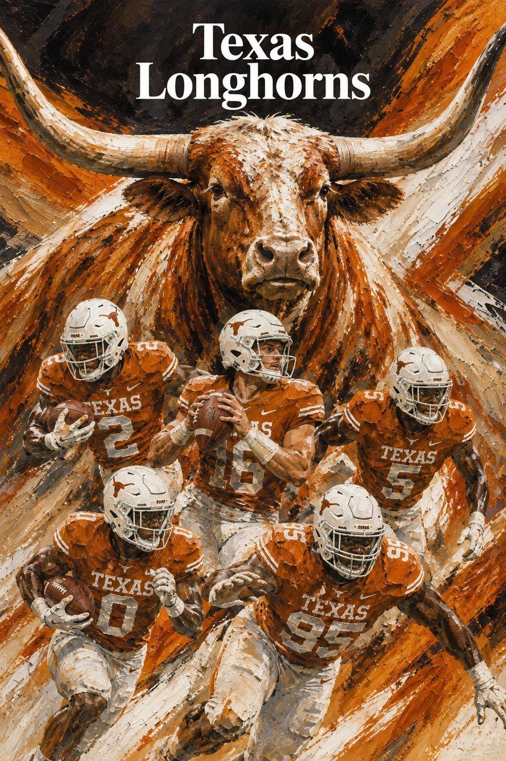 Texas Longhorns Football Players Longhorn Bull Wall Art