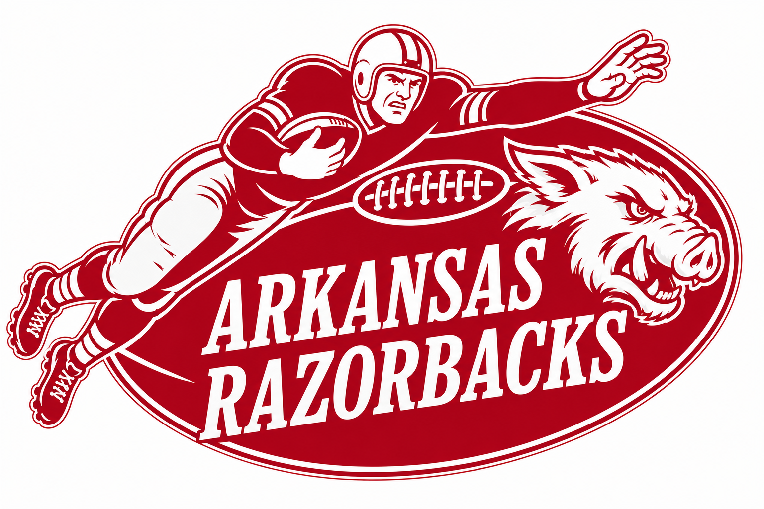 Arkansas Razorbacks Football Player and Boar Graphic