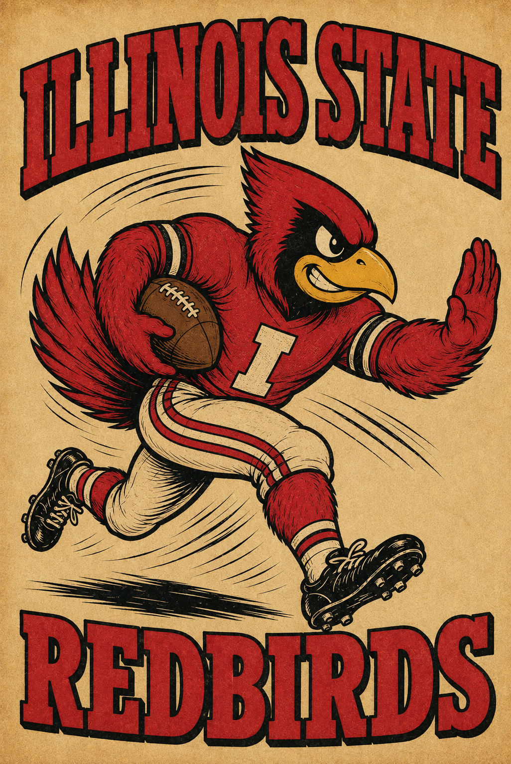 Illinois State Redbirds Vintage-Style Football Poster