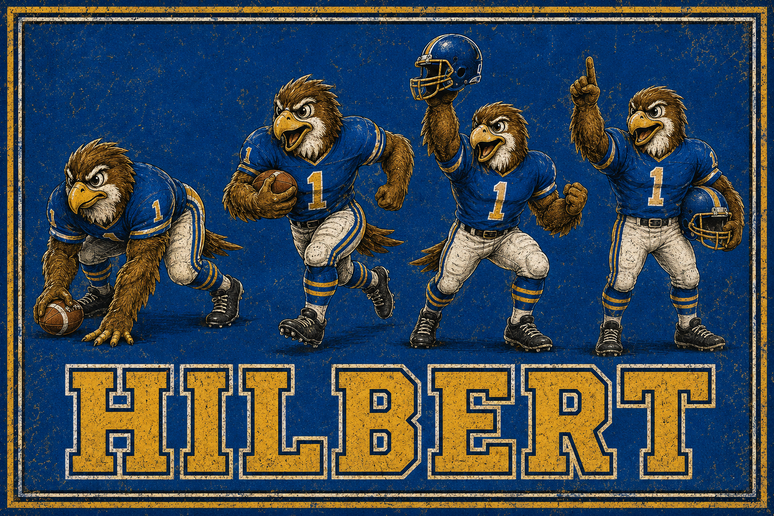 Hilbert Eagles Football Retro-Style Wall Art