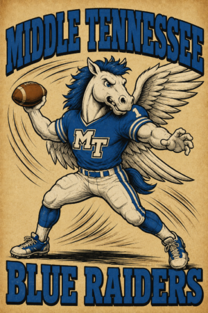 Middle Tennessee Blue Raiders Winged Horse Football Wall Art