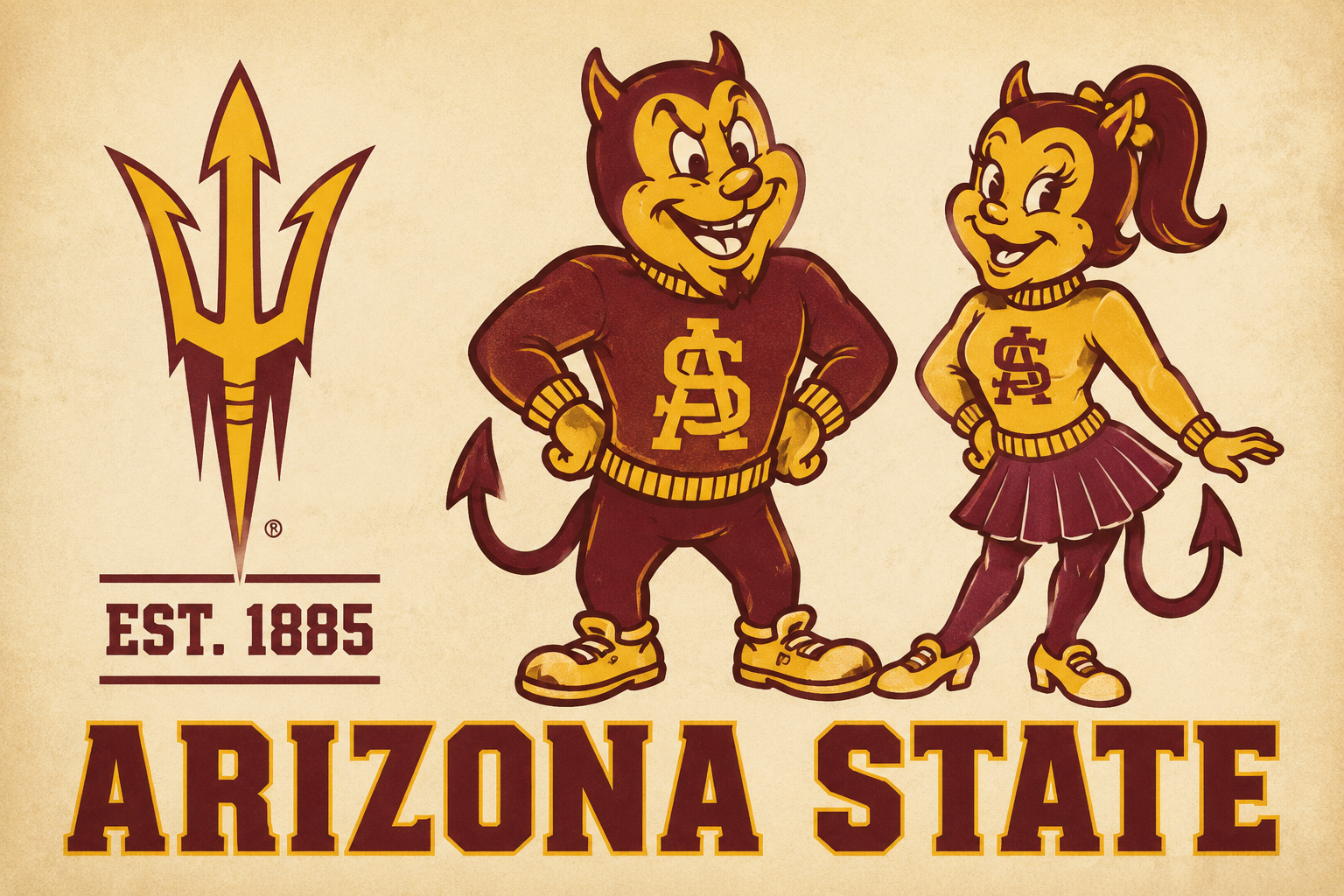 Arizona State Sun Devil Vintage-Style Printed Wall Art