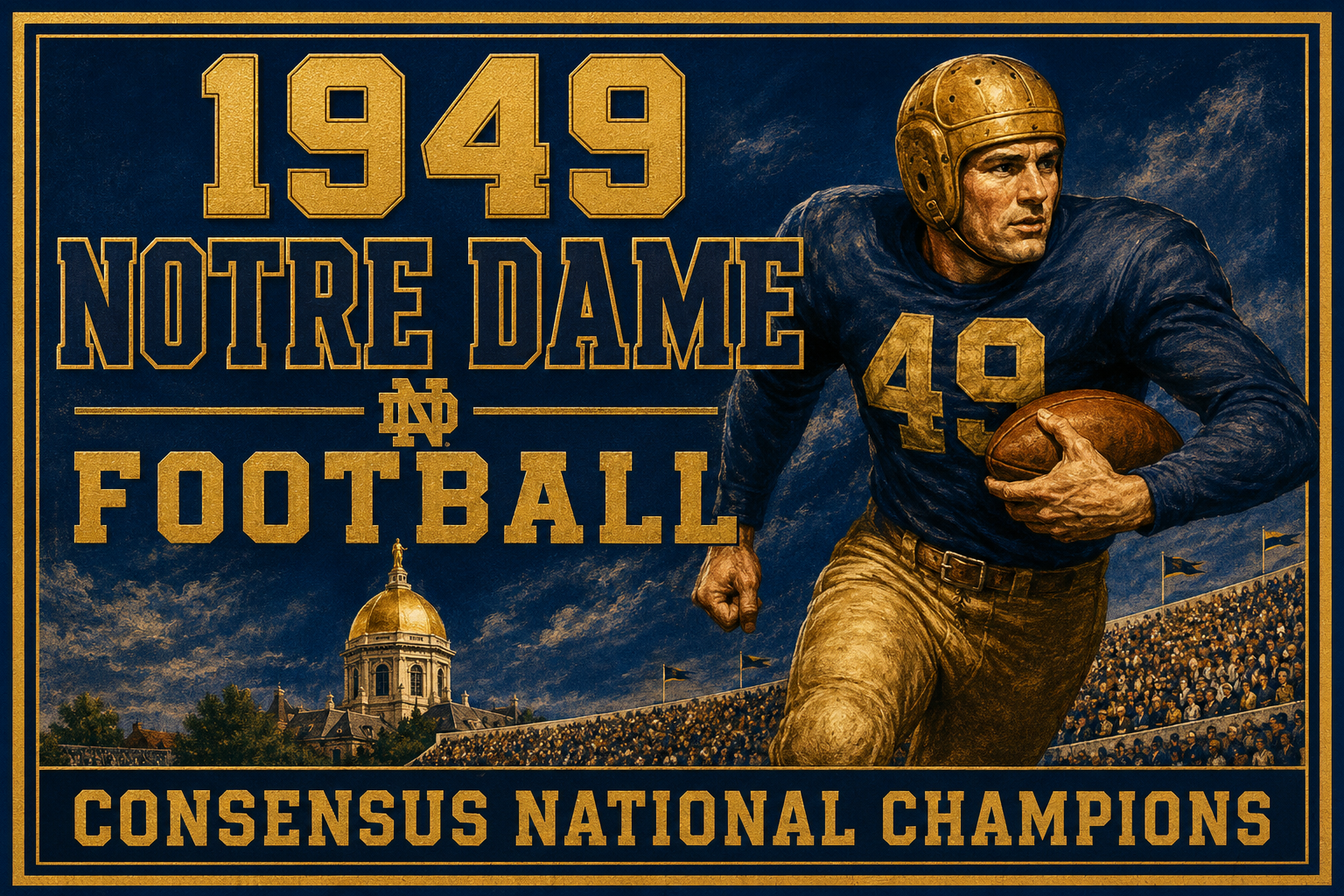 1949 Notre Dame Football Consensus National Champions Wall Art