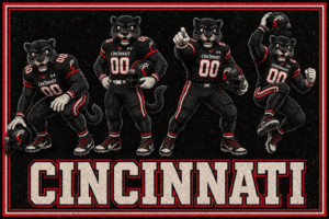 Cincinnati Football Bear Mascots Vintage-Style Wall Art