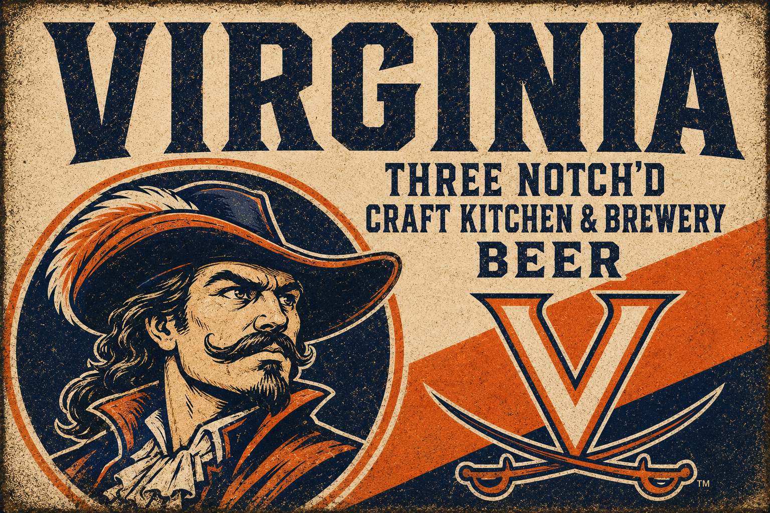Virginia Three Notch’d Craft Kitchen & Brewery Vintage Beer Sign