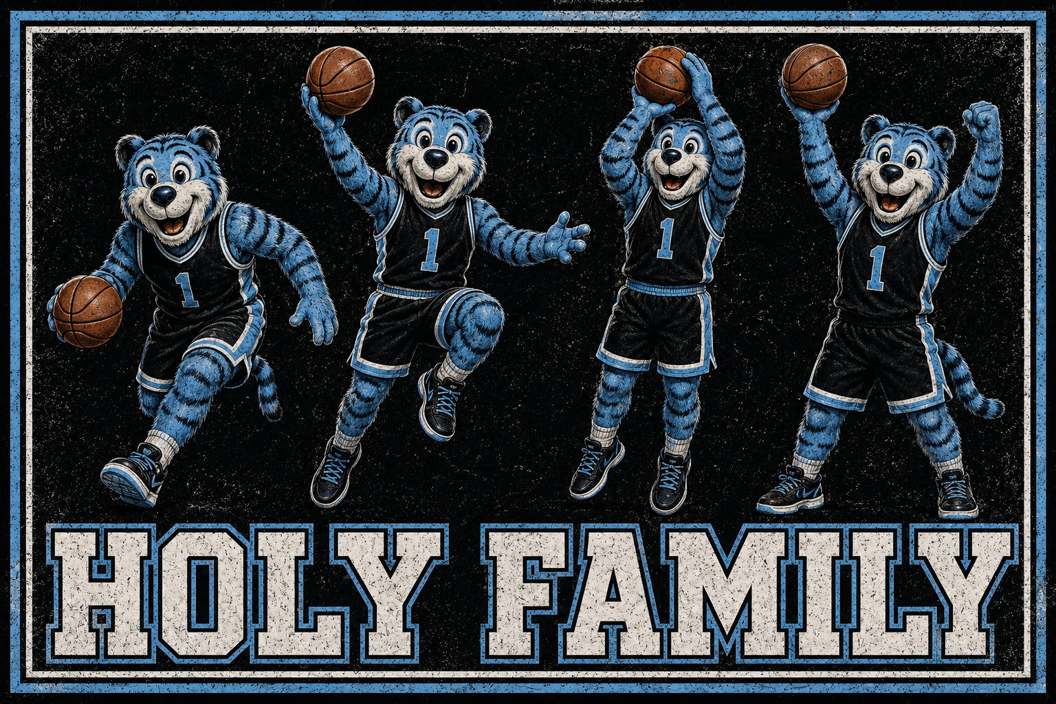 Holy Family Basketball Tiger Mascots Retro Wall Art