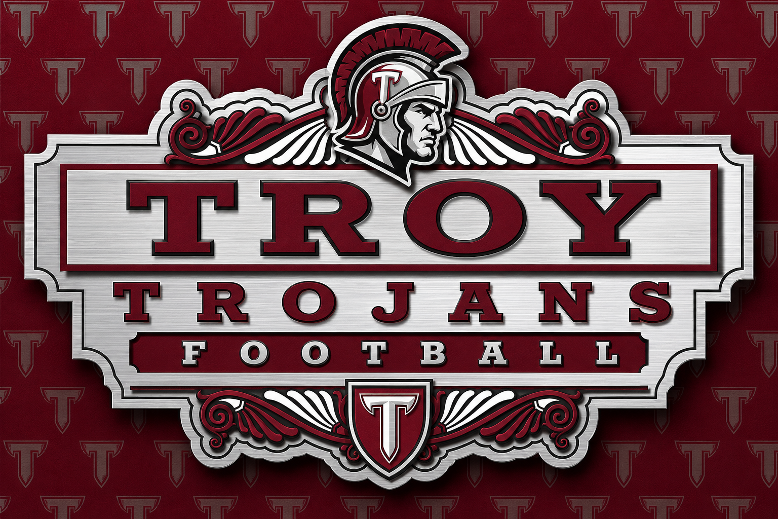 Troy Trojans Football Helmet Plaque Wall Art