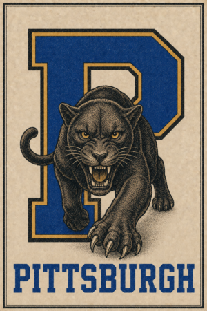 Pittsburgh Panther Blue and Gold Vintage-Style Wall Art