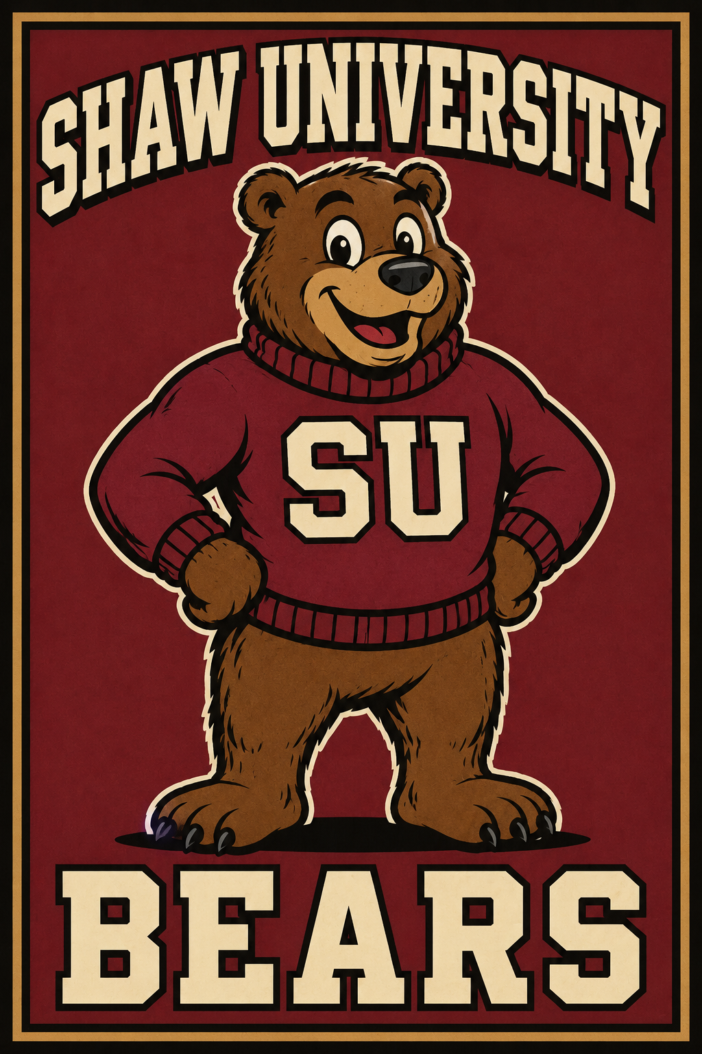 Shaw University Bears Bear Mascot Wall Art