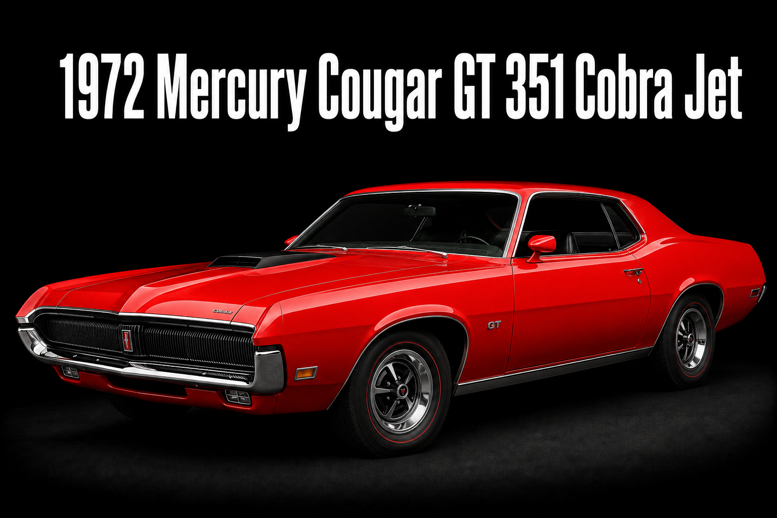1972 Mercury Cougar GT 351 Cobra Jet Red Car Wall Art