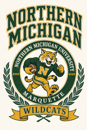 Northern Michigan Wildcats Retro Graphic Wall Art