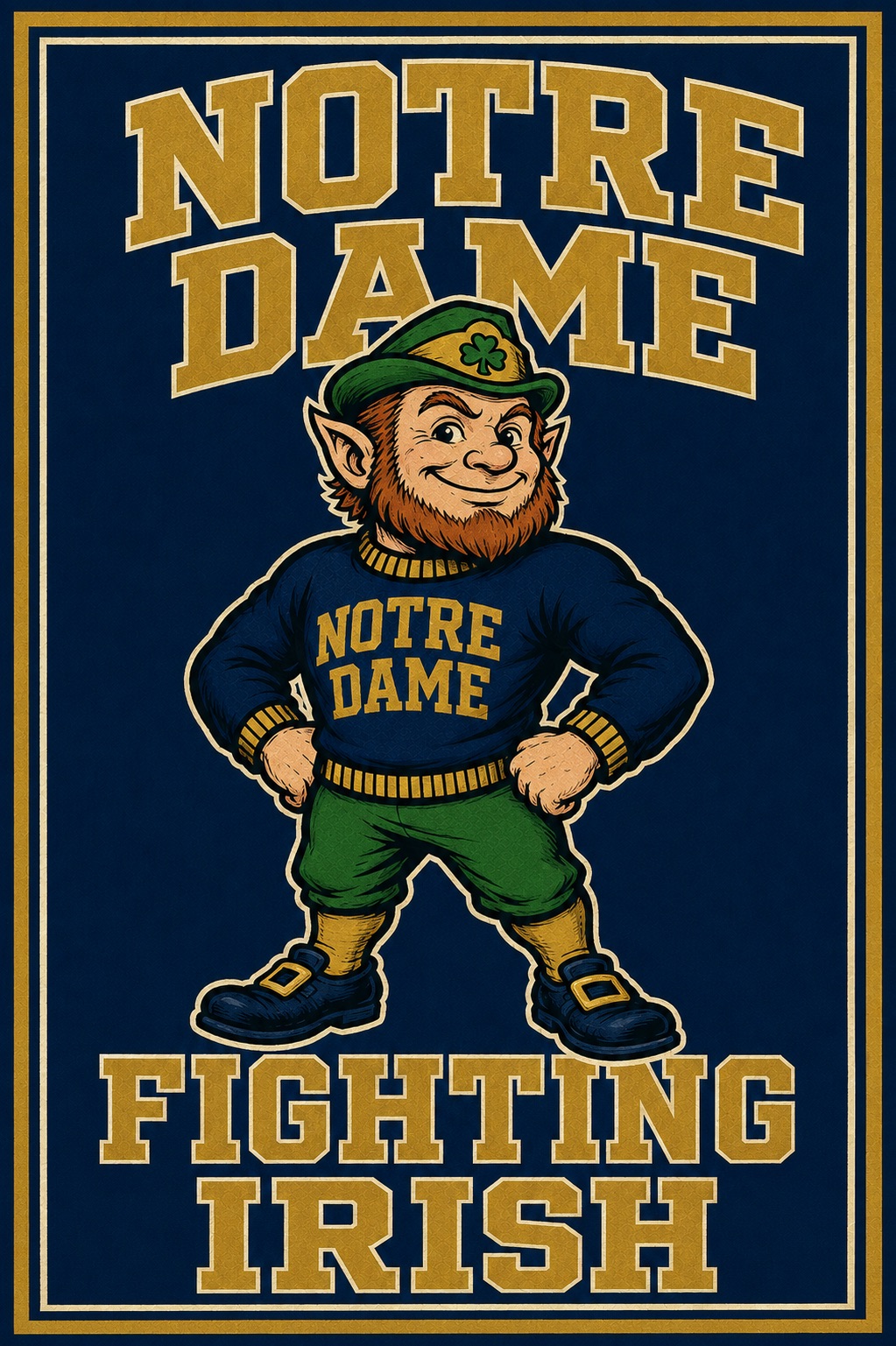 Notre Dame Fighting Irish Leprechaun Wall Art Poster
