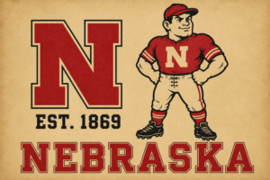 Vintage-Style Nebraska Football Player Wall Art