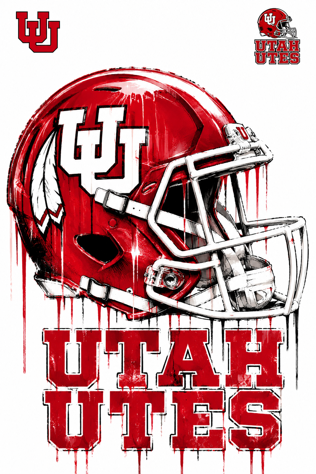 Utah Utes Red Football Helmet Graphic Wall Art