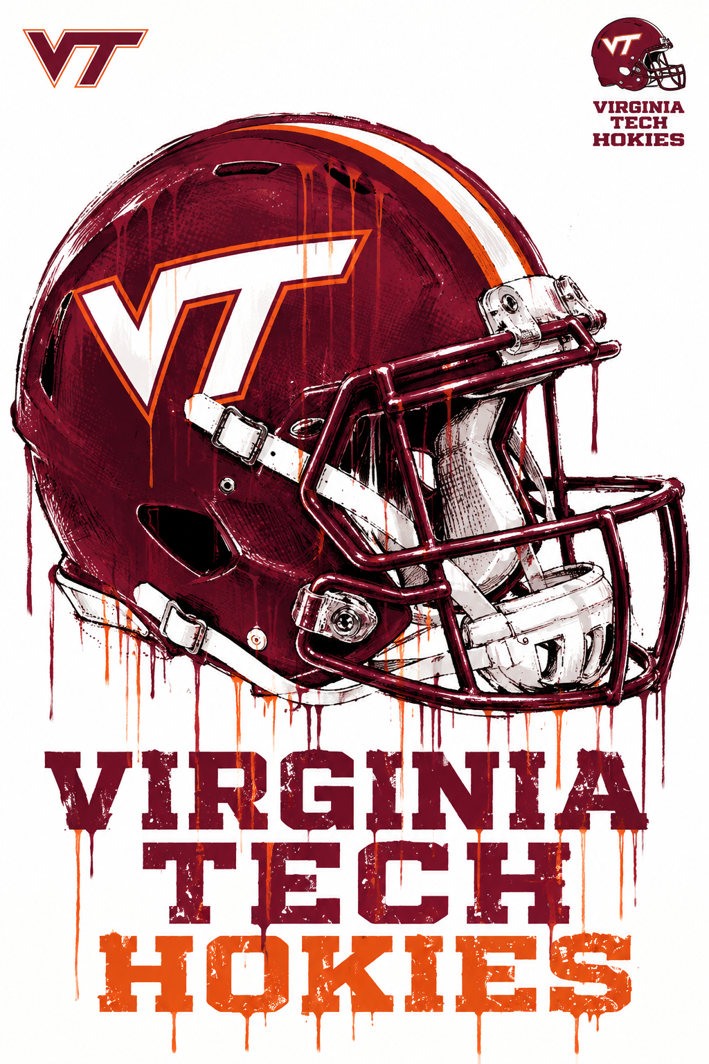 Virginia Tech Hokies Football Helmet Graphic Wall Art